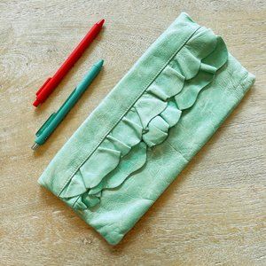 HOBO Bags Vintage Ruffle Clutch Eve in Teal Jade